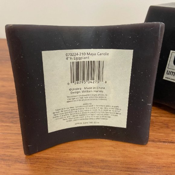 Umbra Purple/Eggplant Large Block Candles ~ Set of 2 - Picture 8 of 9